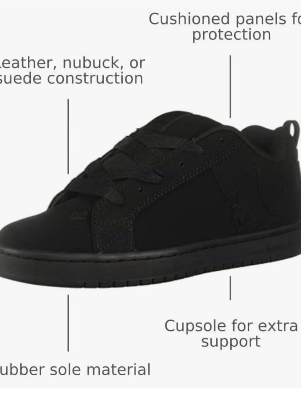 DC Men’s Black Skate Sneaker Sole - DC Logo Tread - Picture 4 of 6